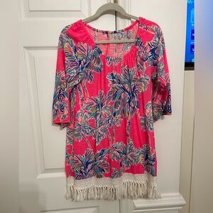 Lilly Pulitzer Pink and Blue Tropical Dress swim cover up